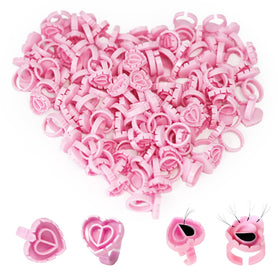 Miuxia front packaging showing 300 pink heart glue rings for organized lashes