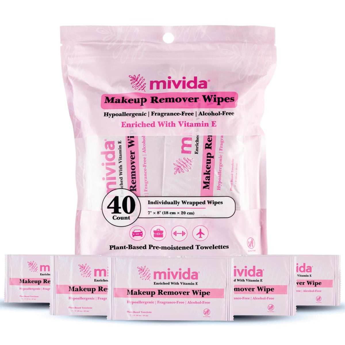 mivida front pouch showing brand and benefits for travel convenience