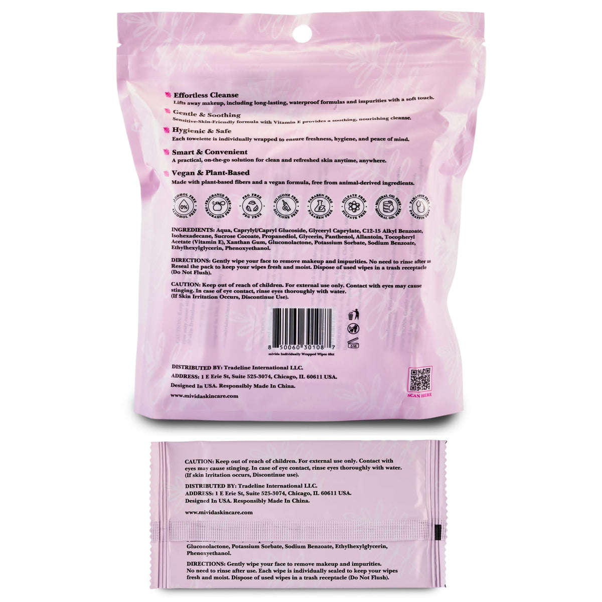 mivida resealable pouch open revealing neatly stacked individually wrapped wipes