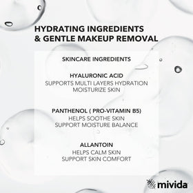 mivida wipe saturated with solution showing gentle cleansing power