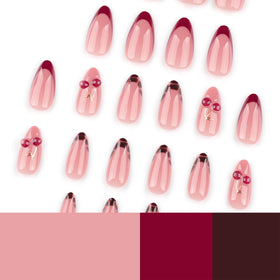 Mivota full set laid out with 24 nails, glue, file, and cuticle stick for easy use