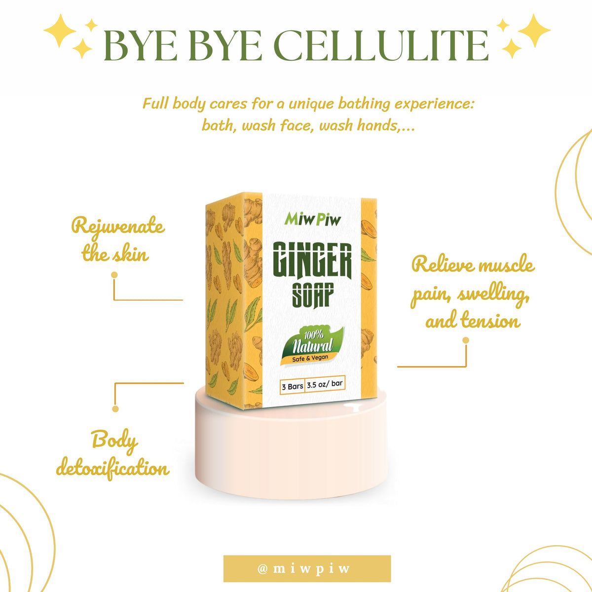 Miw Piw ginger and turmeric ingredients display supporting circulation benefit