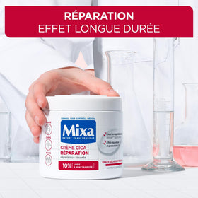 Mixa cica cream texture close-up illustrating fast absorption benefit