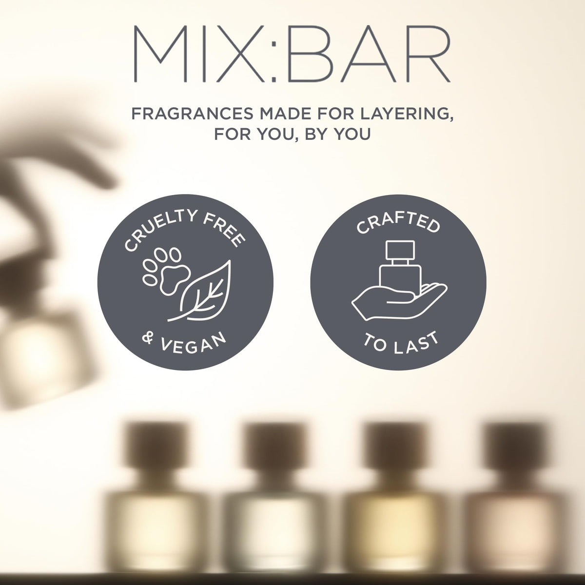 MIX:BAR ingredient close-up with vanilla bean and amber elements benefit: warm gourmand notes