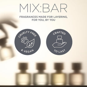 MIX:BAR bottle held in hand to show 1.7 oz scale and travel-friendly convenience