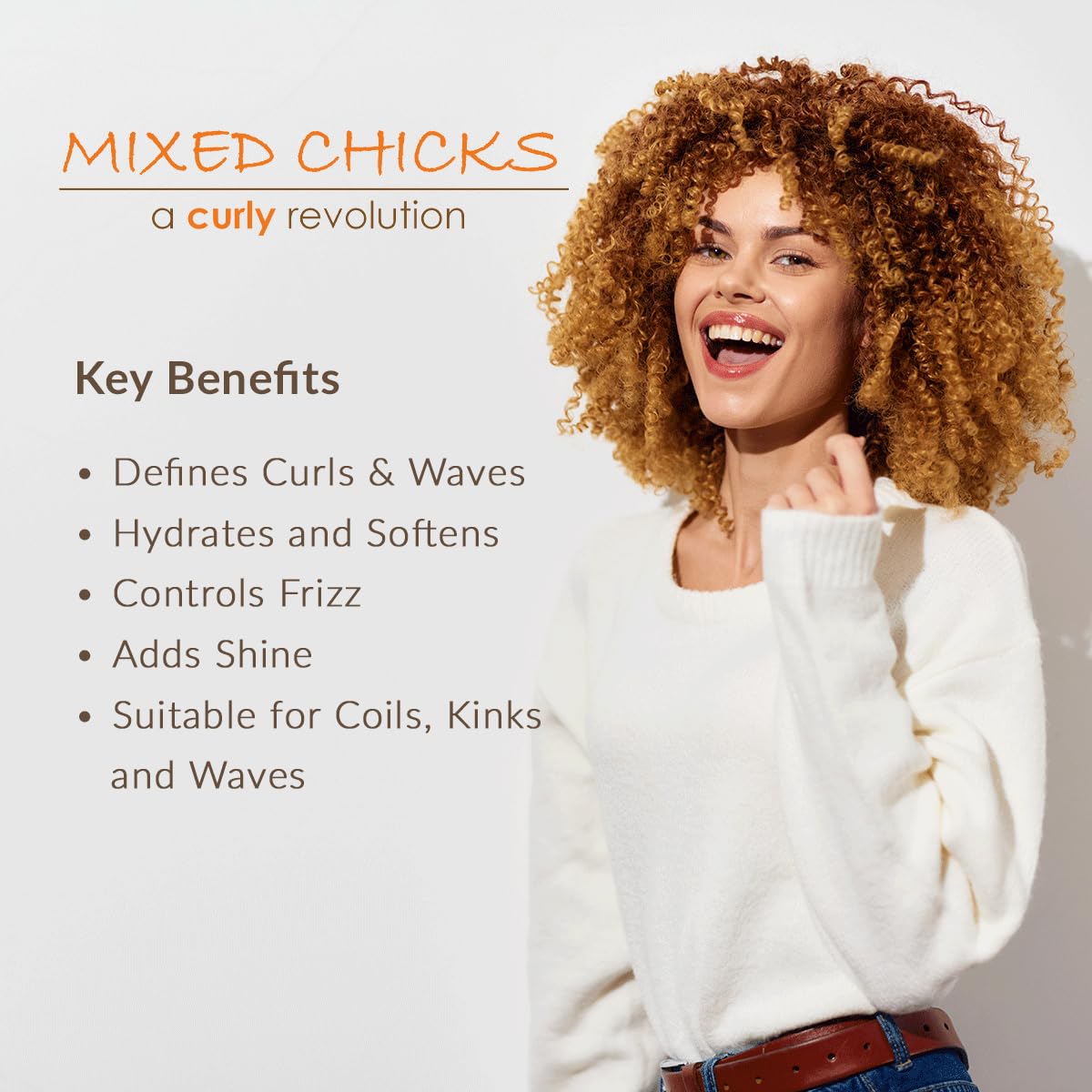 Mixed Chicks open jar displaying rich cream that seals in moisture for defined curls