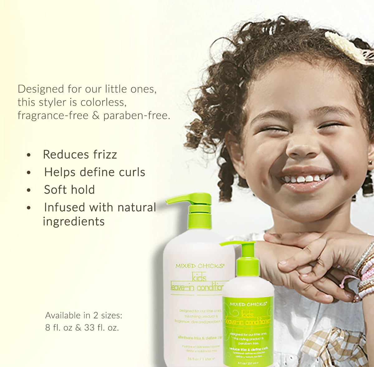 Mixed Chicks leave-in on hand showing lightweight texture and quick absorption benefit