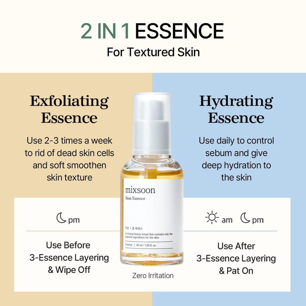 mixsoon application on hand demonstrating how the essence melts into skin for soft feel