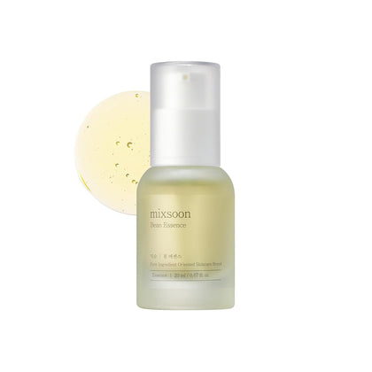 mixsoon front packaging of Bean Essence Mini showing compact travel bottle and label benefits