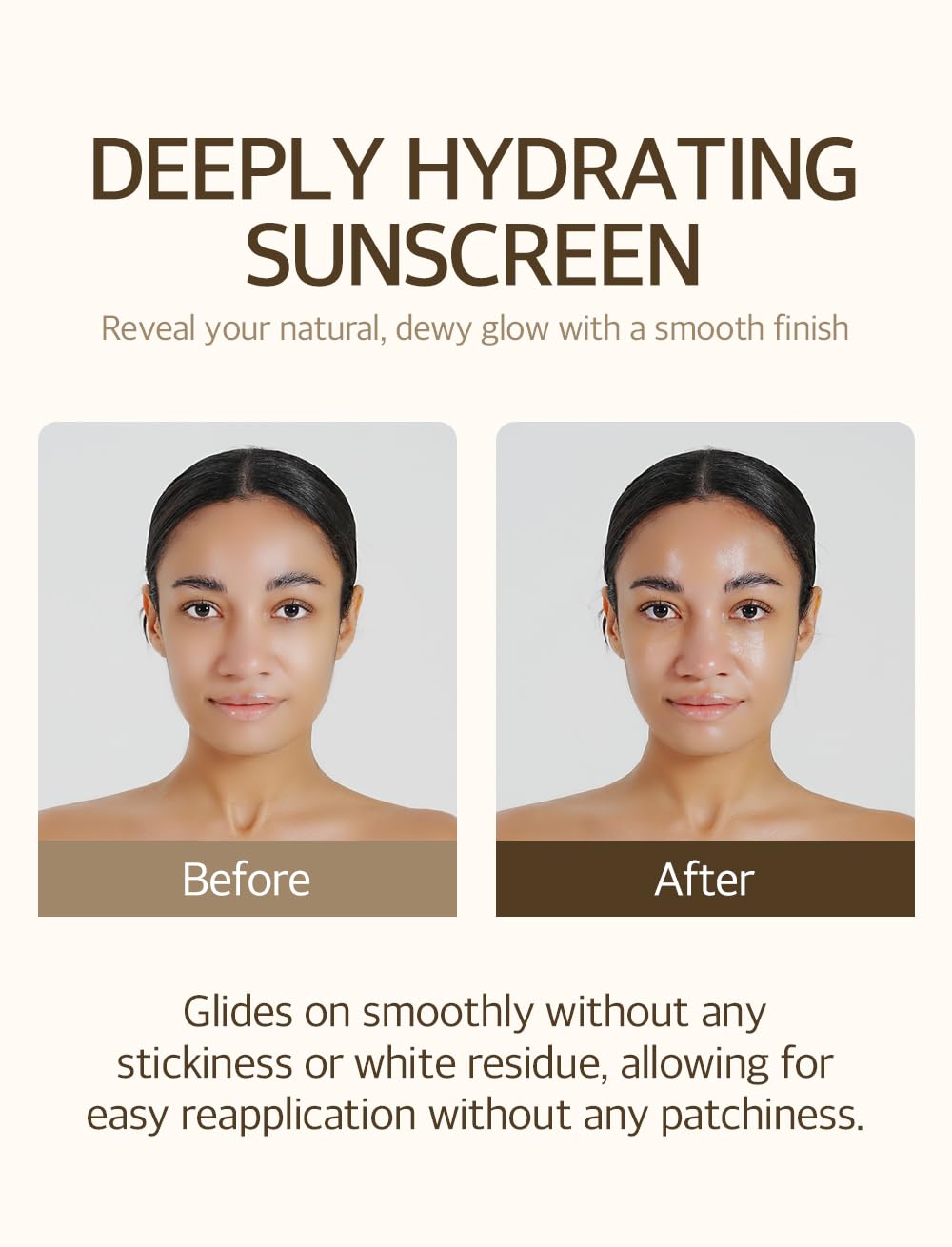mixsoon drop of sunscreen on fingertip, demonstrates smooth blendability and coverage