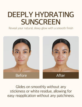 mixsoon drop of sunscreen on fingertip, demonstrates smooth blendability and coverage