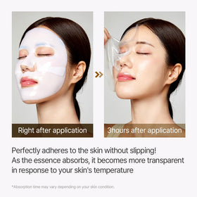 mixsoon mask applied on model illustrating glass-skin glow and smoothing