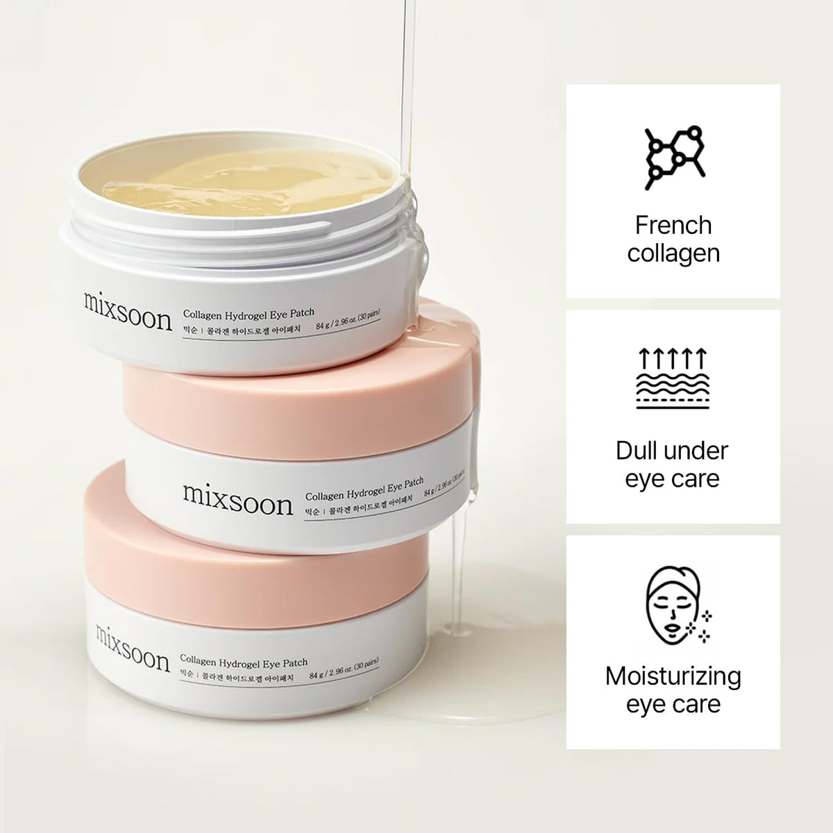 mixsoon opened jar and single hydrogel patch demonstrating thin fit