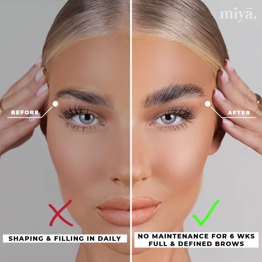 MIYA LASH close-up of lifting and setting lotions with ingredient details