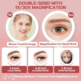 MIYADIVA open double-sided mirror displaying 1X and 30X sides for precise and full-face views