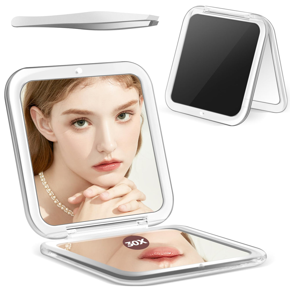 MIYADIVA front closed compact mirror showing compact portability and protective case