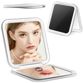 MIYADIVA front closed compact mirror showing compact portability and protective case
