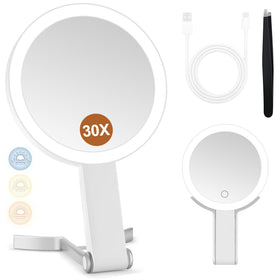 MIYADIVA front folded mirror showing sleek white design and compact portability