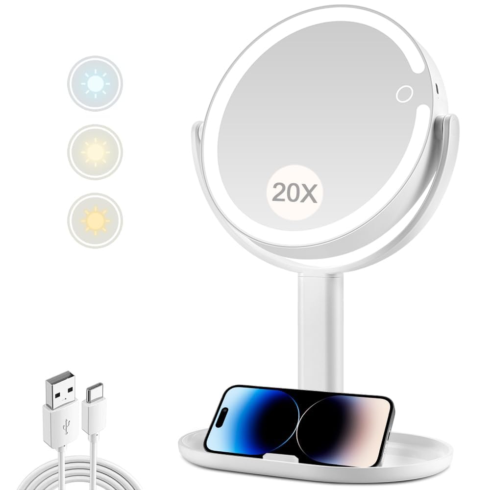 MIYADIVA front view showing dual-sided mirror and LED lights for precise makeup