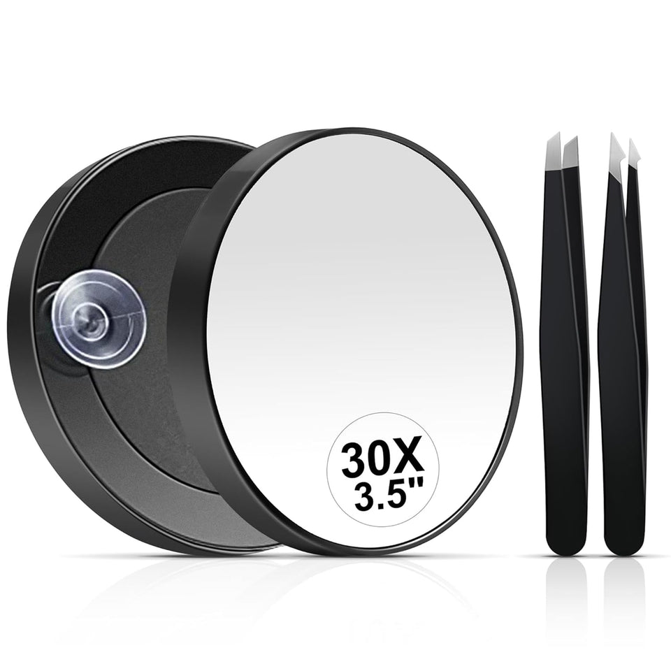 MIYADIVA front view of compact 30X mirror showing clean edge and finish