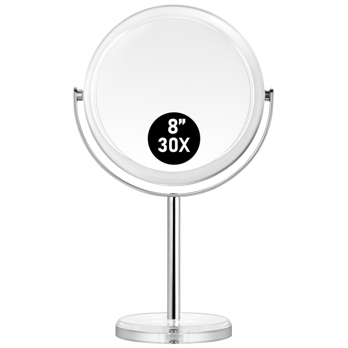 MIYADIVA front view of double-sided mirror showing sleek design and benefit of clear reflections