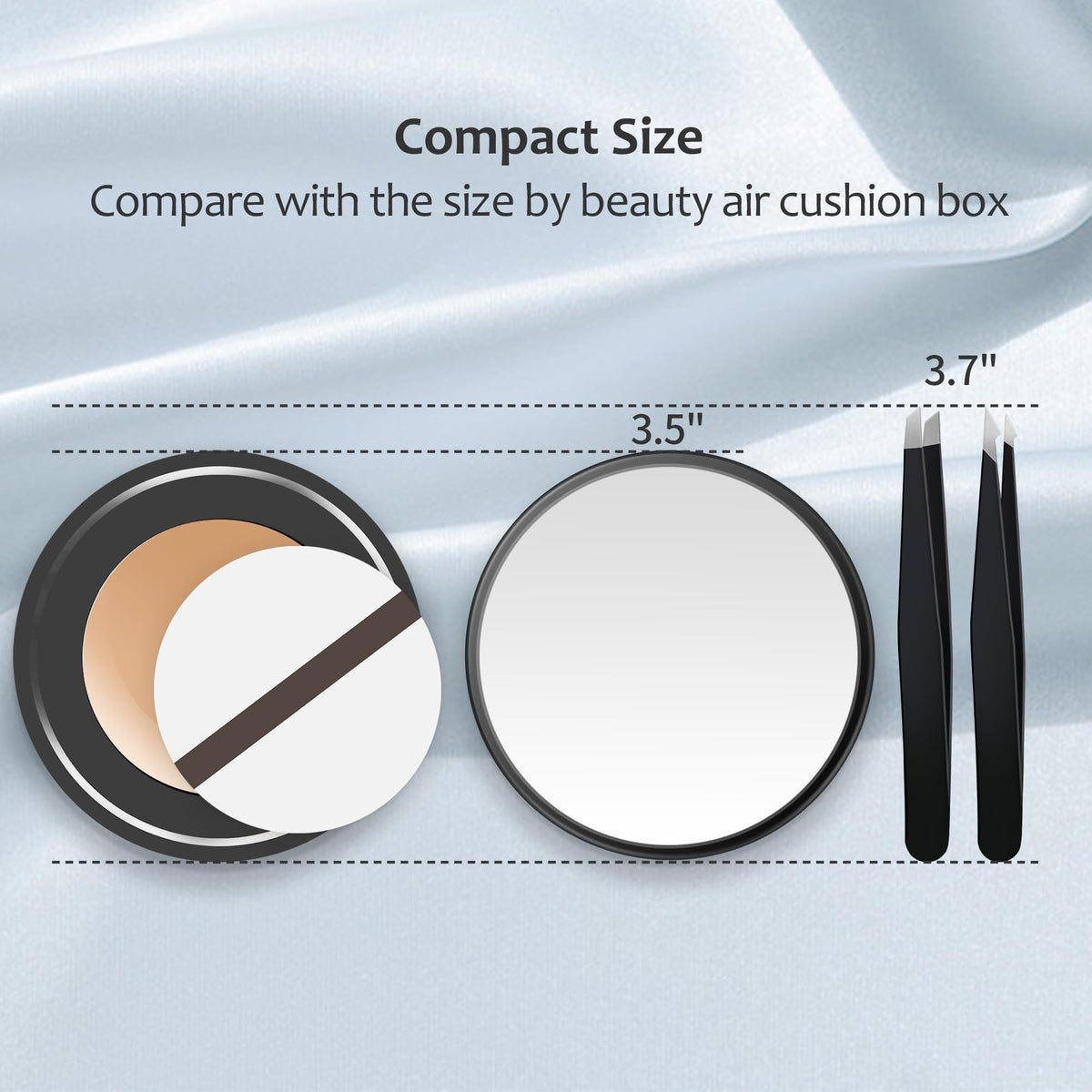 MIYADIVA mirror held in hand to show true scale and travel ease
