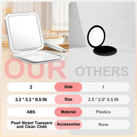 MIYADIVA mirror tucked inside purse for travel-ready grooming