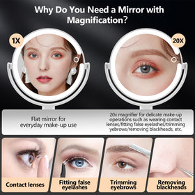 MIYADIVA 80 LEDs illuminating face evenly to reduce shadows while applying makeup