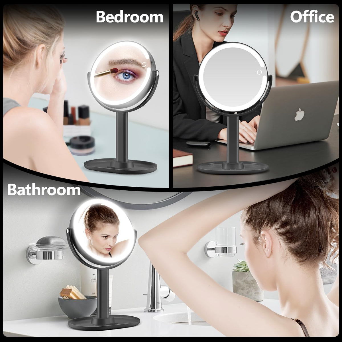 MIYADIVA lifestyle shot on dresser with cosmetics showing mirror in everyday use