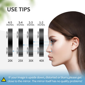MIYADIVA mirror being used to pluck eyebrow hairs for accuracy