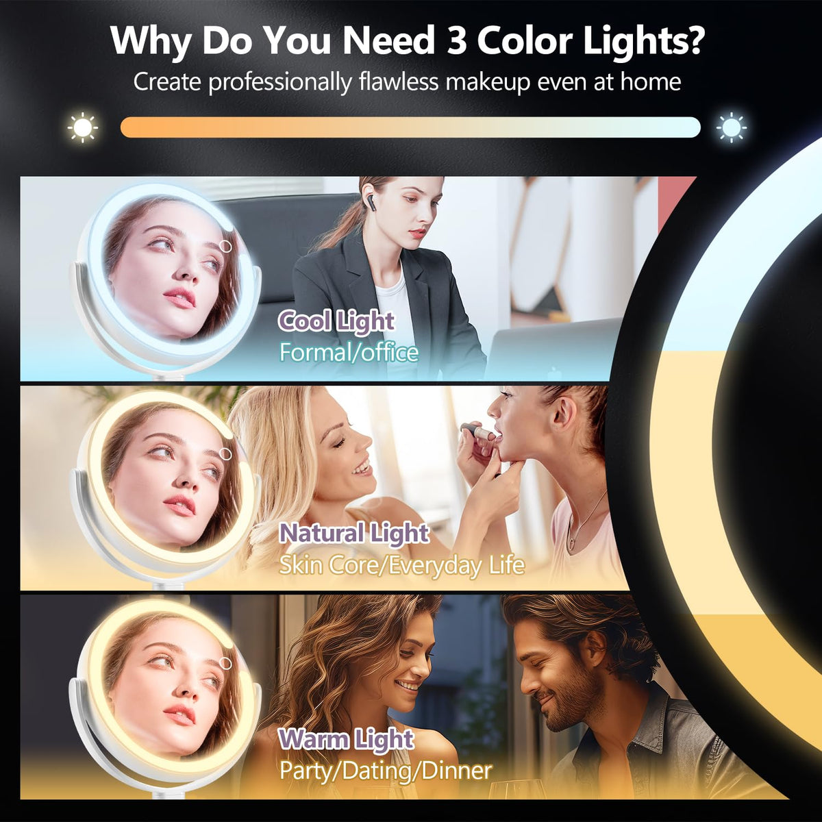MIYADIVA touch control close-up for quick color temperature and brightness adjustments