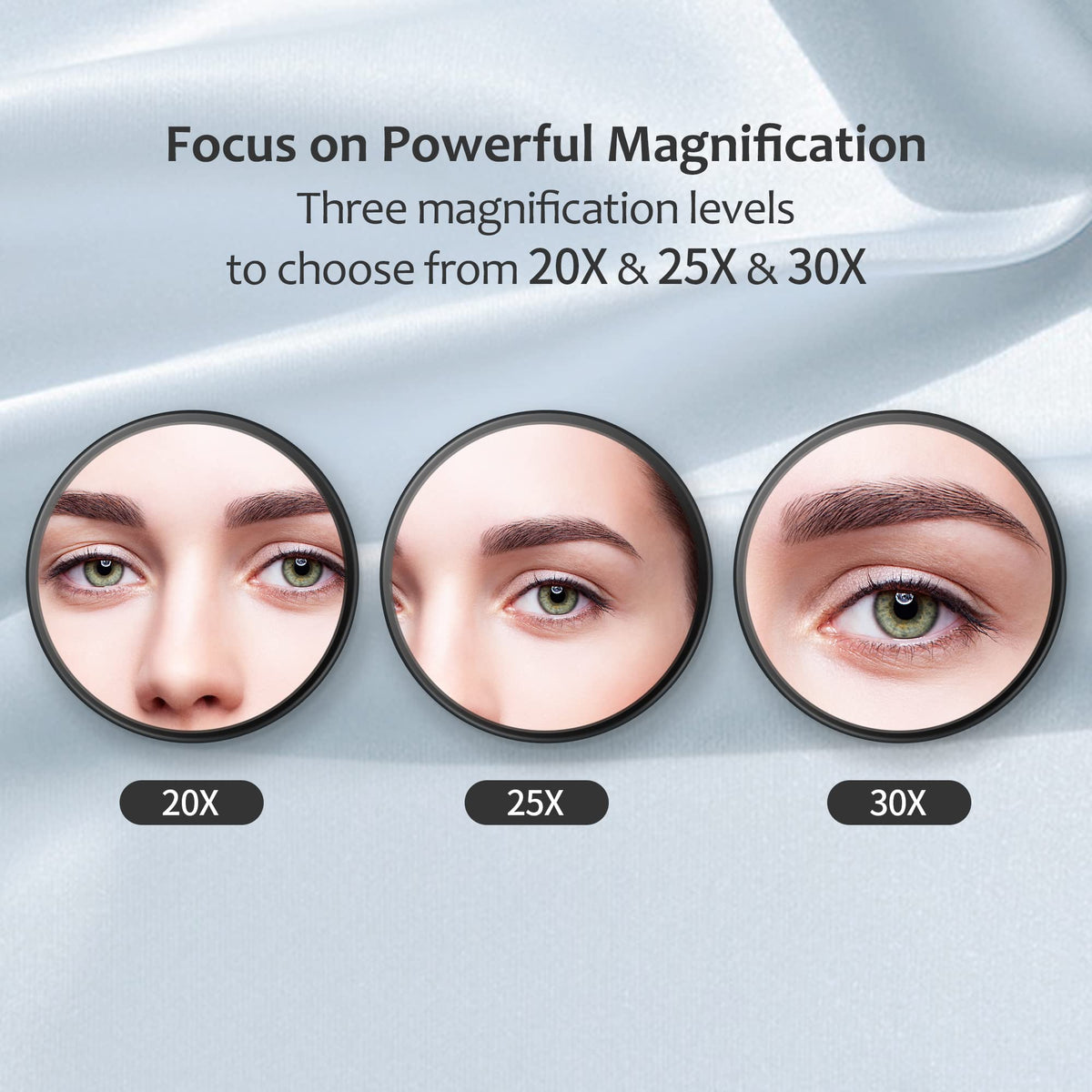 MIYADIVA in-use for eyebrow plucking showing precise, magnified view