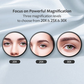 MIYADIVA in-use for eyebrow plucking showing precise, magnified view