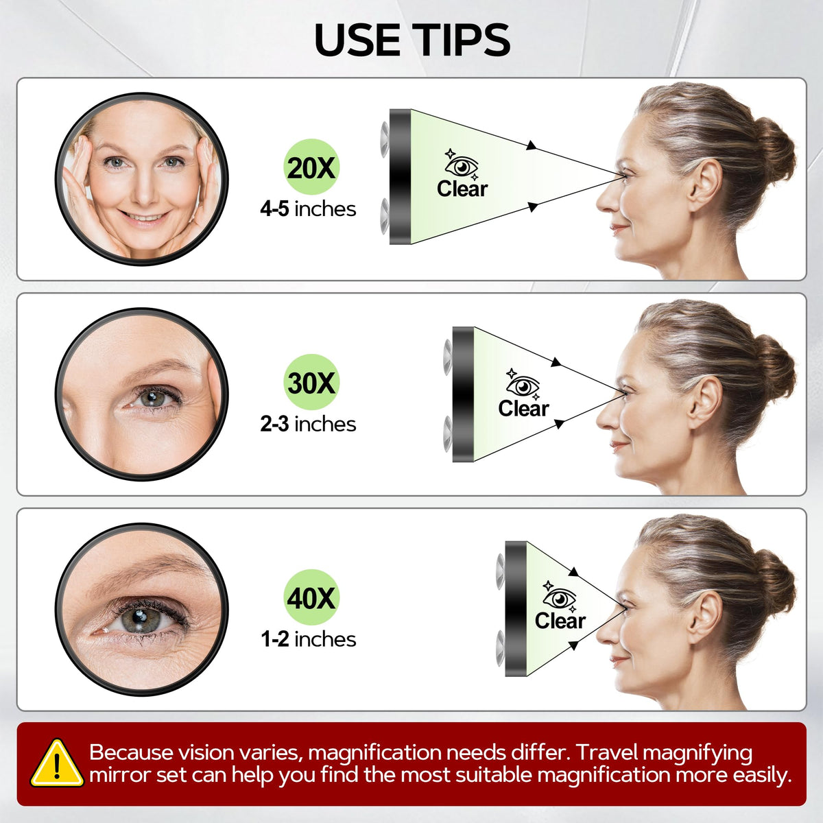 MIYADIVA in-use showing eyebrow plucking with magnified view for accuracy