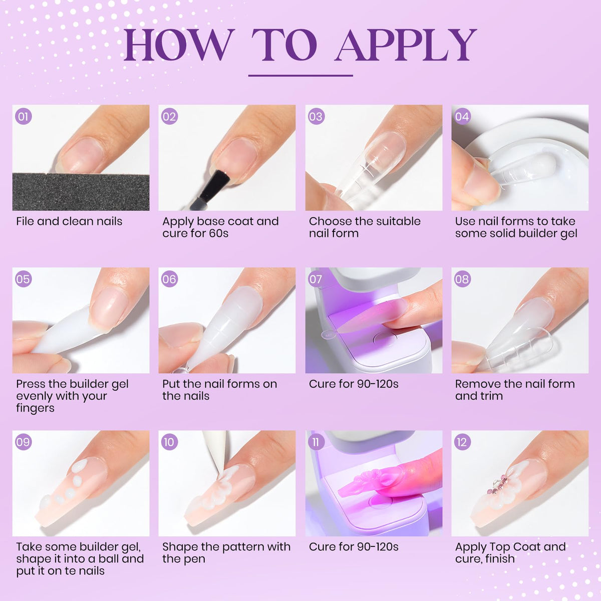 MIZHSE complete kit layout including gel, mold, pen, and nail forms for convenience