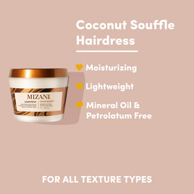 Mizani whipped coconut soufflé texture close-up demonstrating lightweight, airy formula