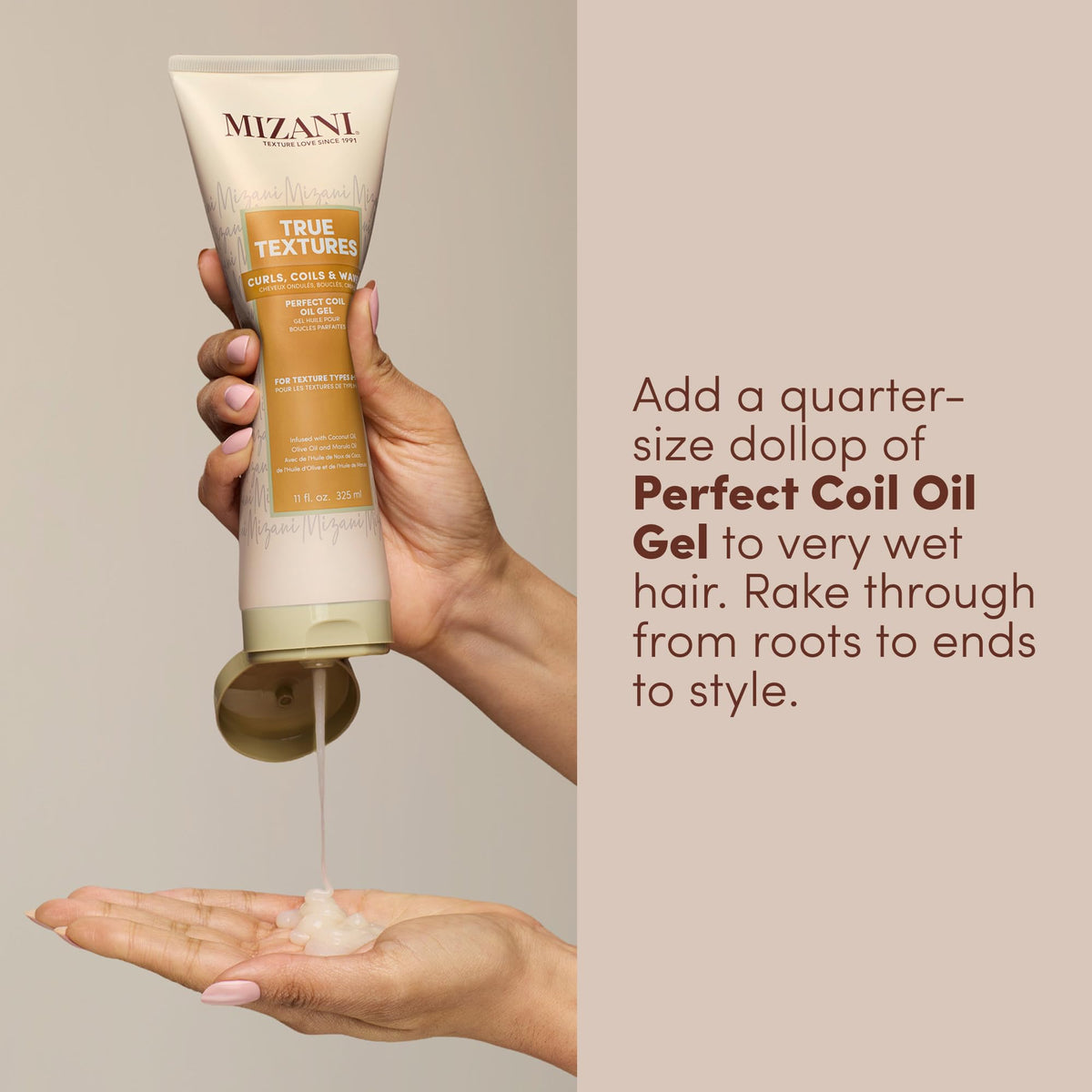 Product label close-up listing olive coconut and marula oils for nourishment