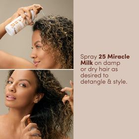 Before and after frizz comparison with Mizani Miracle Milk for smoother hair