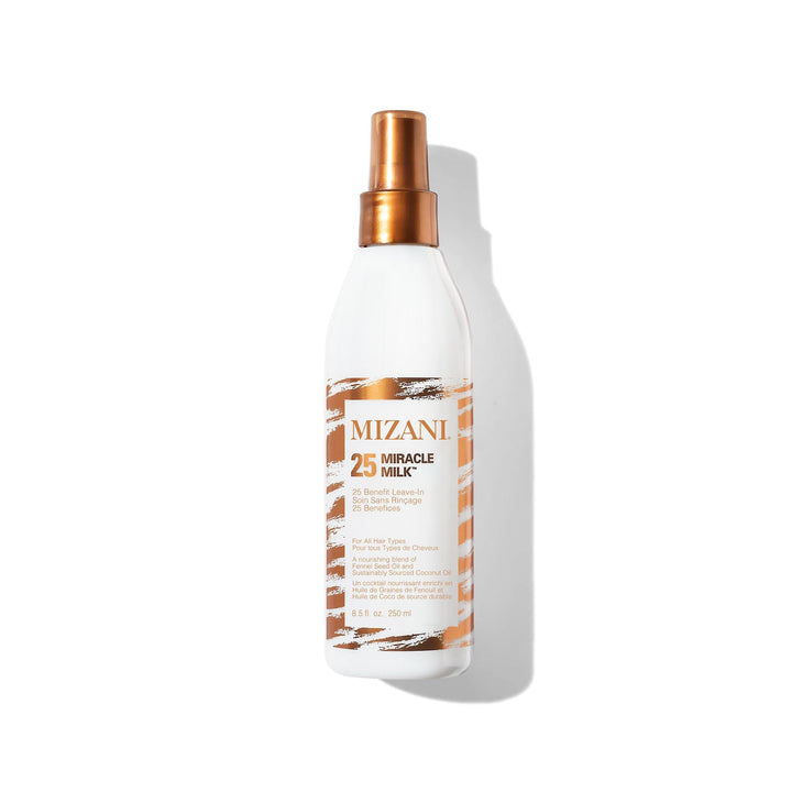 Mizani Miracle Milk front packaging showing lightweight leave-in benefits