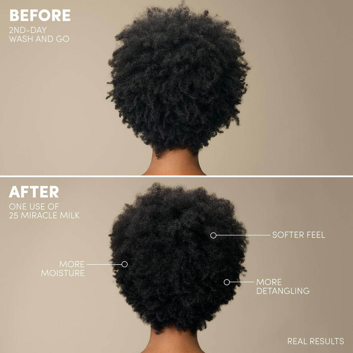 Mizani applied to curly hair showing reduced frizz and enhanced curl definition
