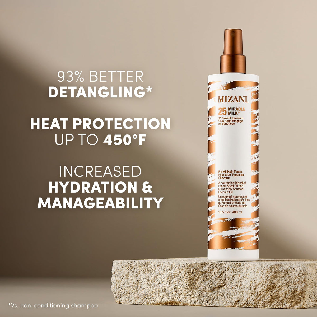 Mizani spray action mist demonstrating even coverage and easy application benefit