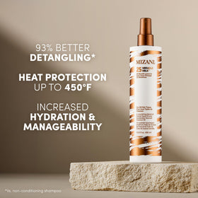 Mizani spray action mist demonstrating even coverage and easy application benefit
