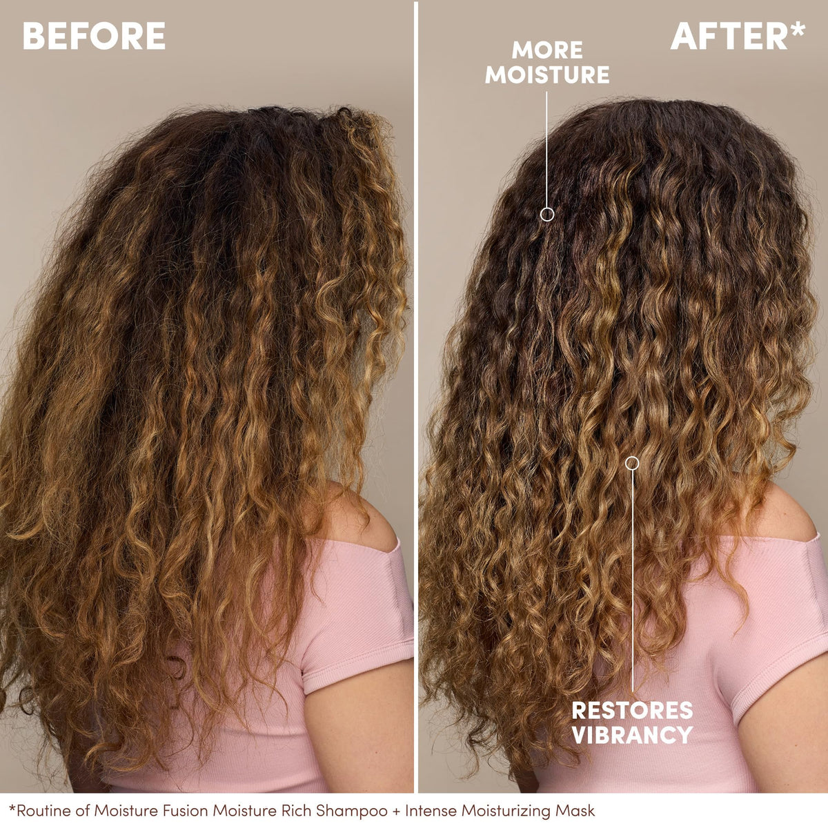 Mizani mask being applied to wet hair in hands for easier detangling