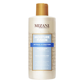 Mizani bottle front view showing label and size, highlights hydration benefits