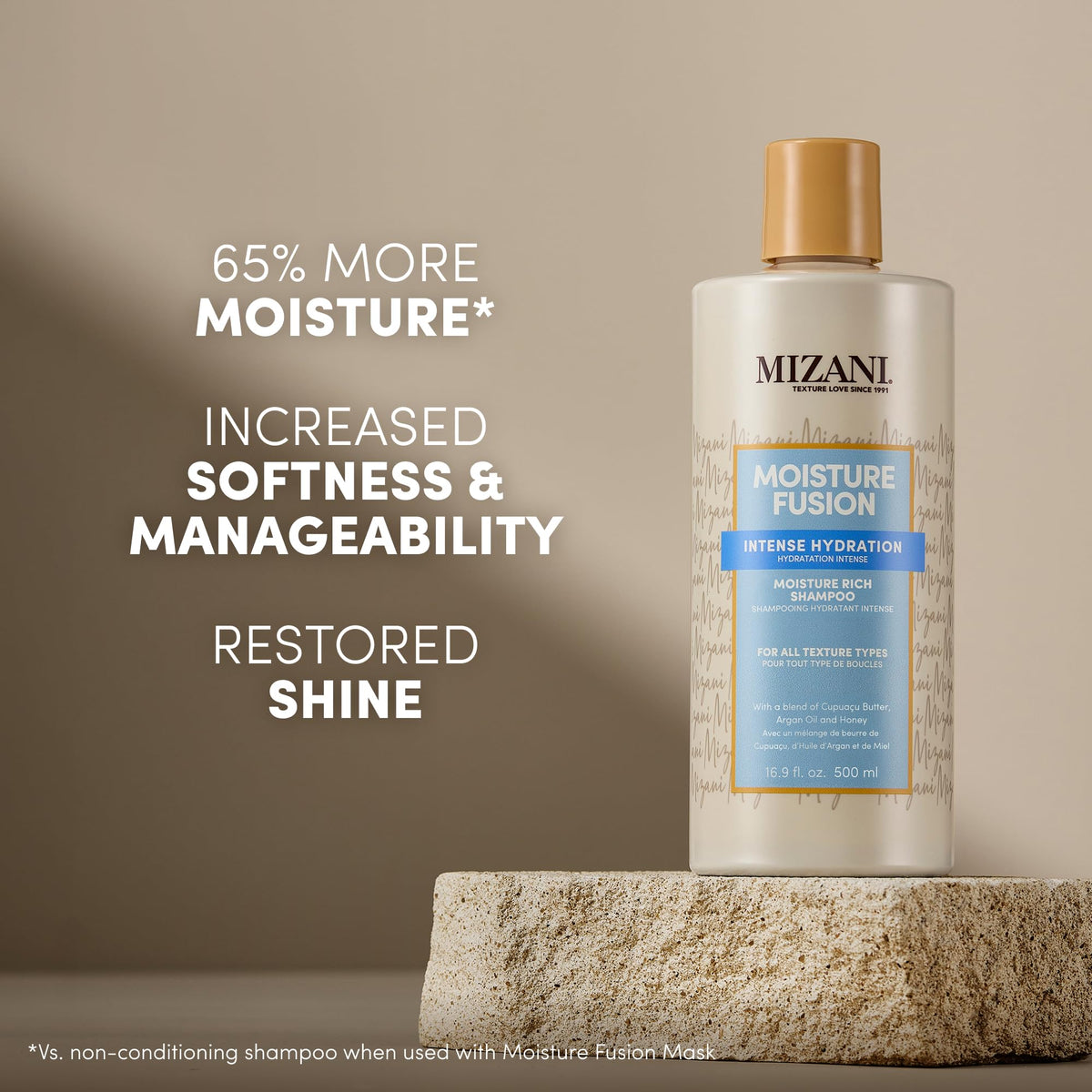 Mizani shampoo pump and cap close-up for easy dispensing and controlled use