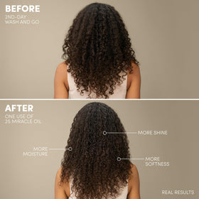 Mizani oil droplet texture illustrating lightweight glide and shine