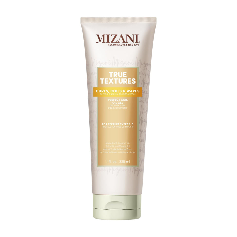 Mizani front packaging of Perfect Coil Oil Gel showing product and benefit of defined curls