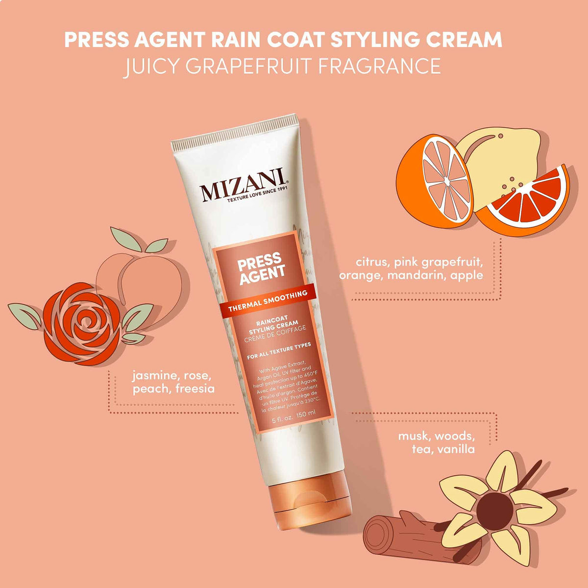 Mizani Press Agent on damp hair before blowout showing improved detangling and slip