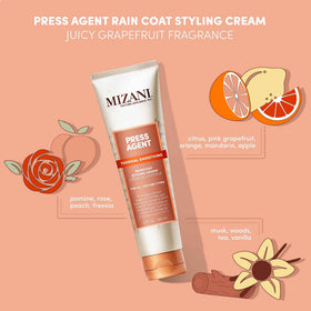 Mizani Press Agent on damp hair before blowout showing improved detangling and slip