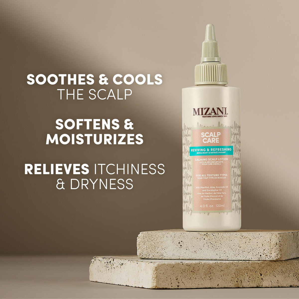 Mizani lotion close-up drop texture highlighting lightweight absorption